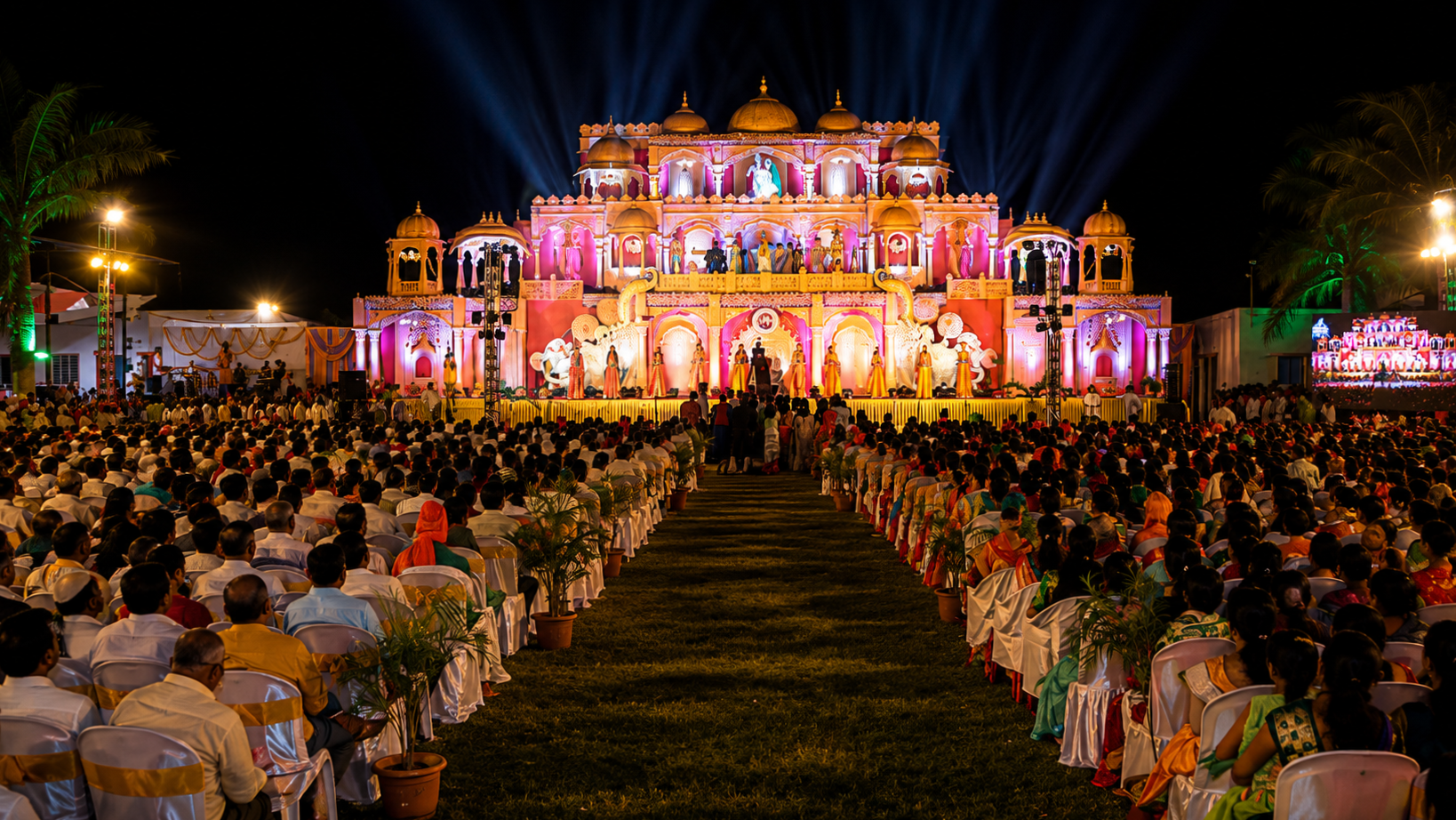 Intricate modern mandap pillar structural details